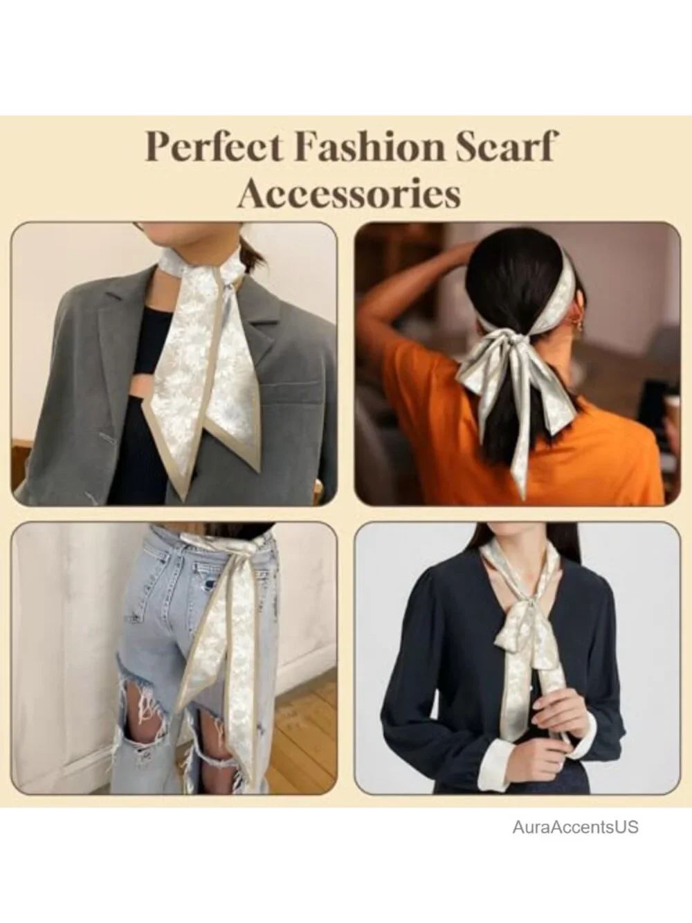 Polyester Satin Silk Feeling Scarf - Multi-Use Fashion Accessory